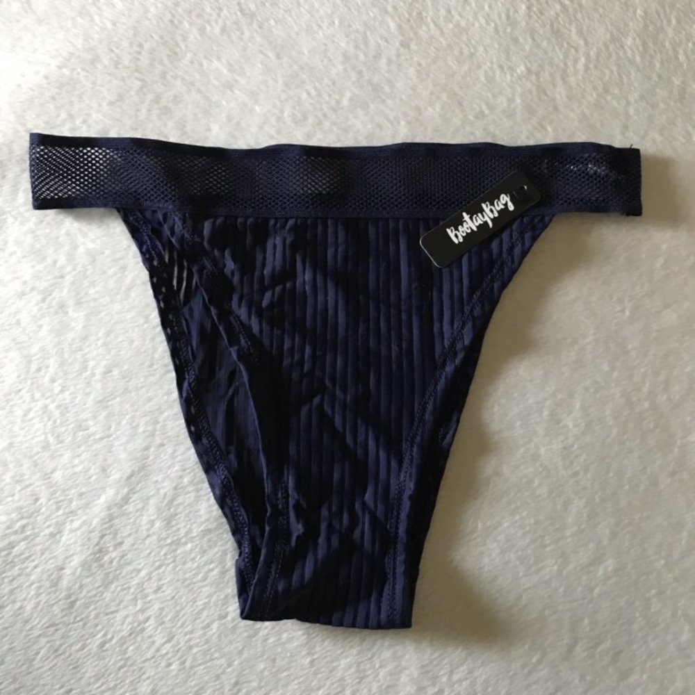 🌻NWT Midnight Blue Lace Band Bootay Bag Ribbed Panties